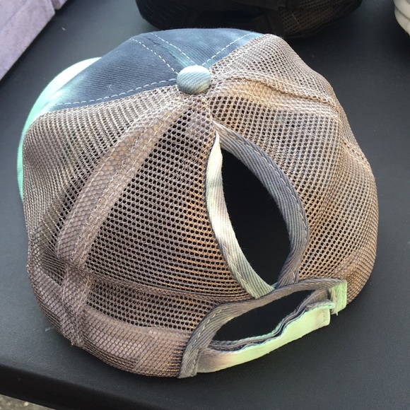 Blue tie dye high ponytail hat - Picture 7 of 7